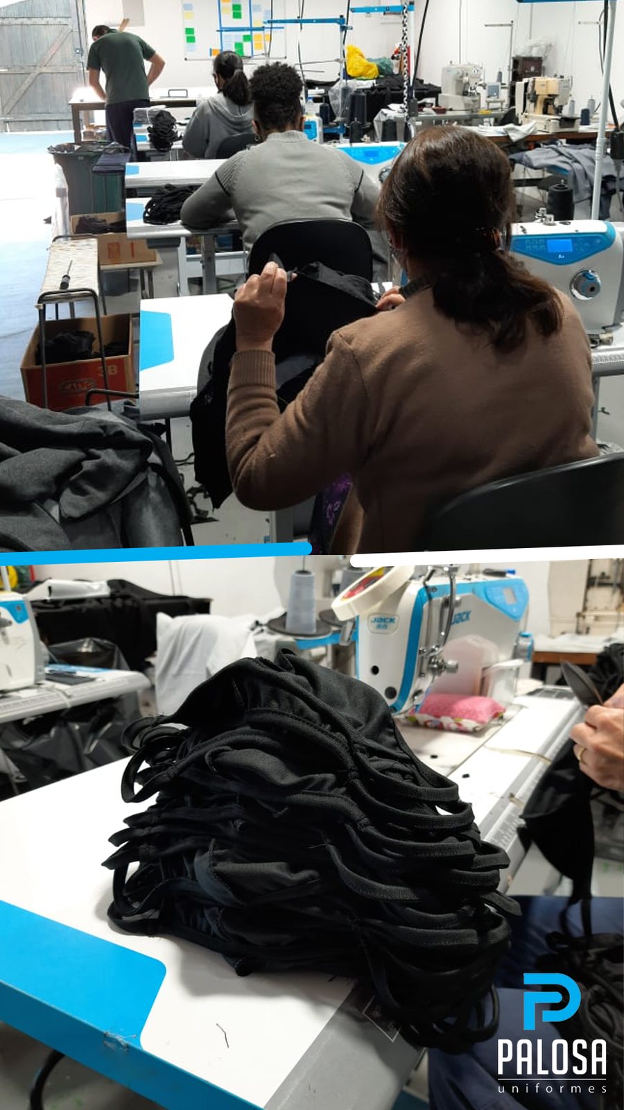 Equipe Palosa na rotina de produção de uniformes