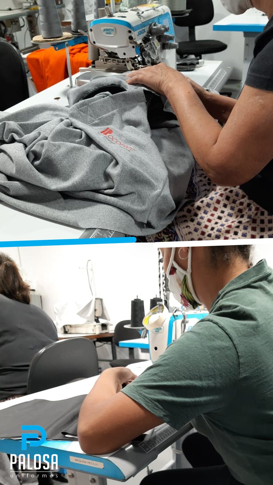 Aplicação e acabamento de uniforme personalizado na Palosa